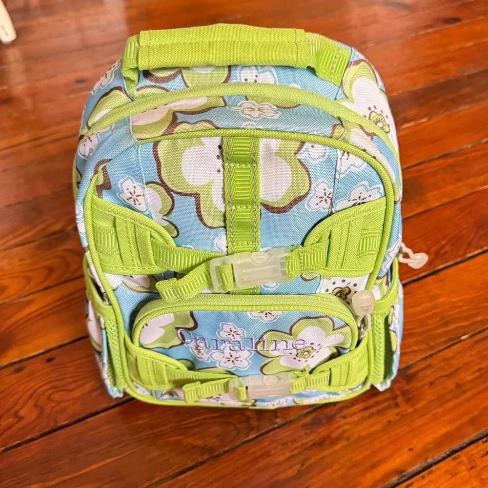 Pottery Barn Mini Backpack Floral Green & Blue Caraline